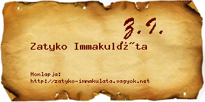 Zatyko Immakuláta névjegykártya